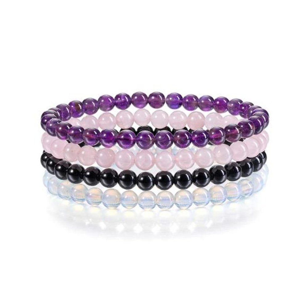 Beaded Crystal Bracelets Sets for Women Men Handmade Reiki Healing Crystal Quart